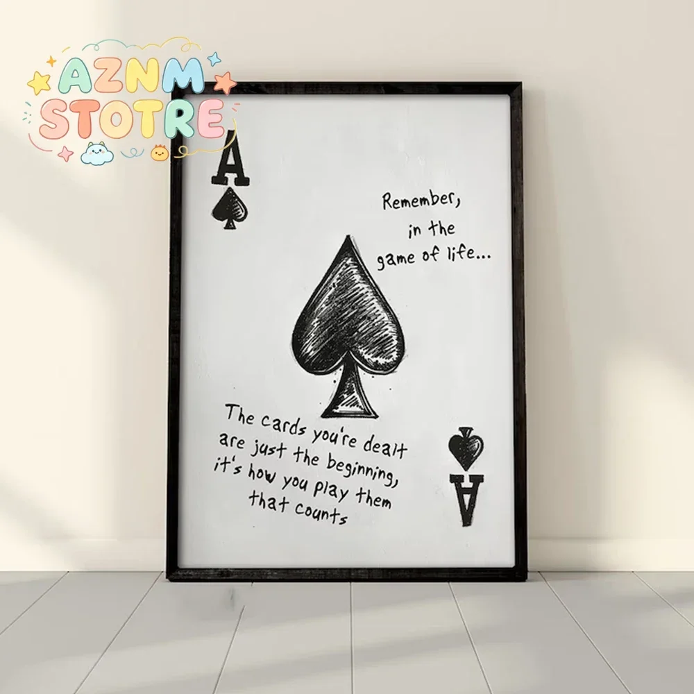 Modern Vintage Poker Ace Of Spades Cards Letter Quotes Wall Art Prints Canvas Painting Poster Picture For Living Room Home De