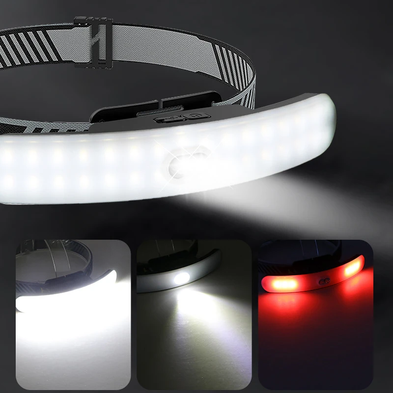 42 LEDs Headlamp Rechargeable, Super Bright Head Lamp with 6 Modes, Red Lights, Comfortable Headlamp Flashlights for Adults