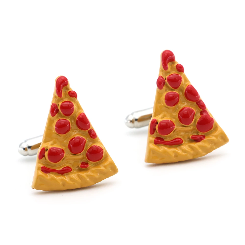 Food Design Pizza Cufflinks For Men Quality Copper Material Yellow Color Cuff Links Wholesale&retail