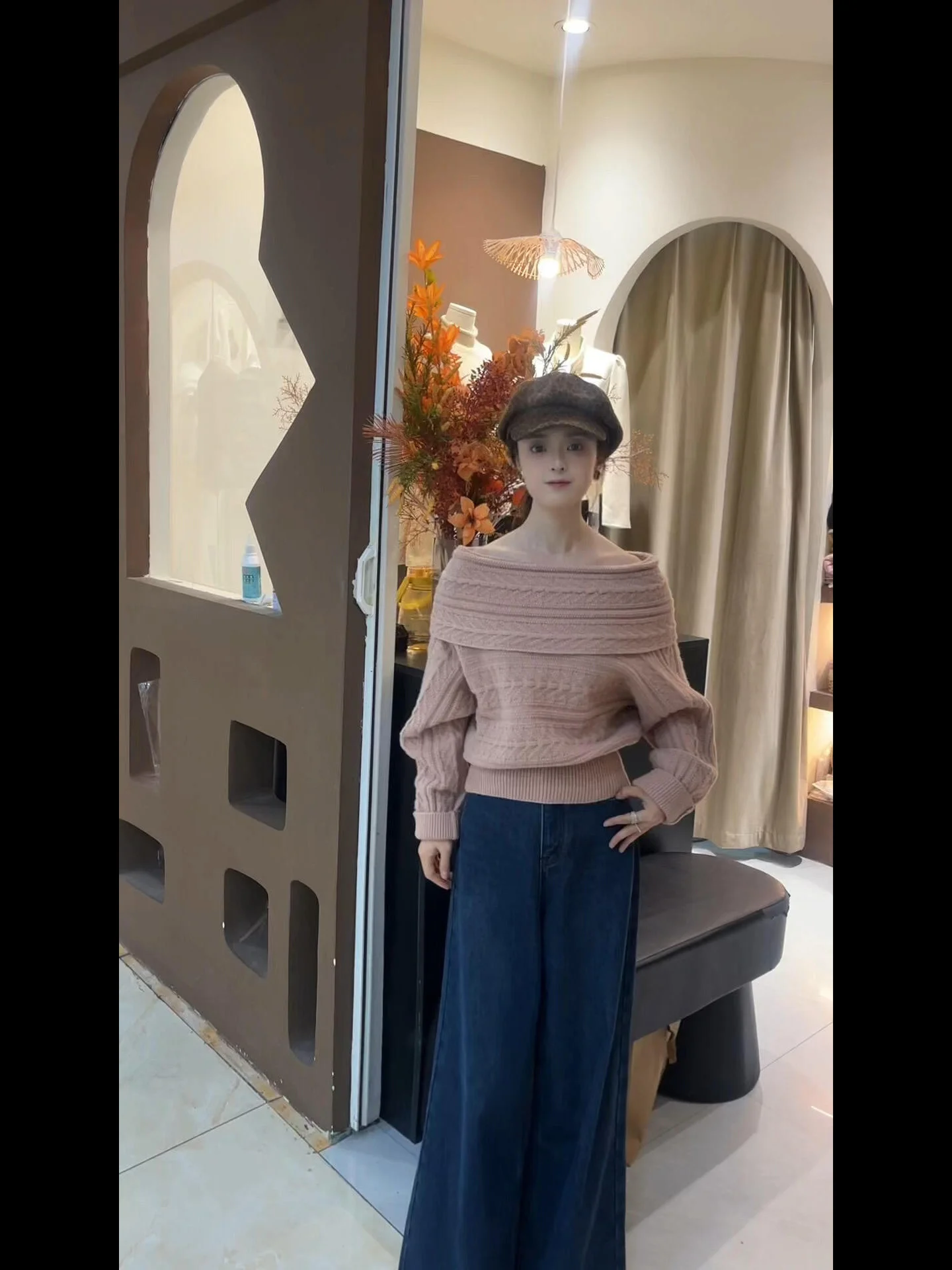 

Модный вязаный свитер на одно плечо, мягкий свободный женский модный зимний длинный све, корейский слей, удобный, эксклюзивный в Интернете