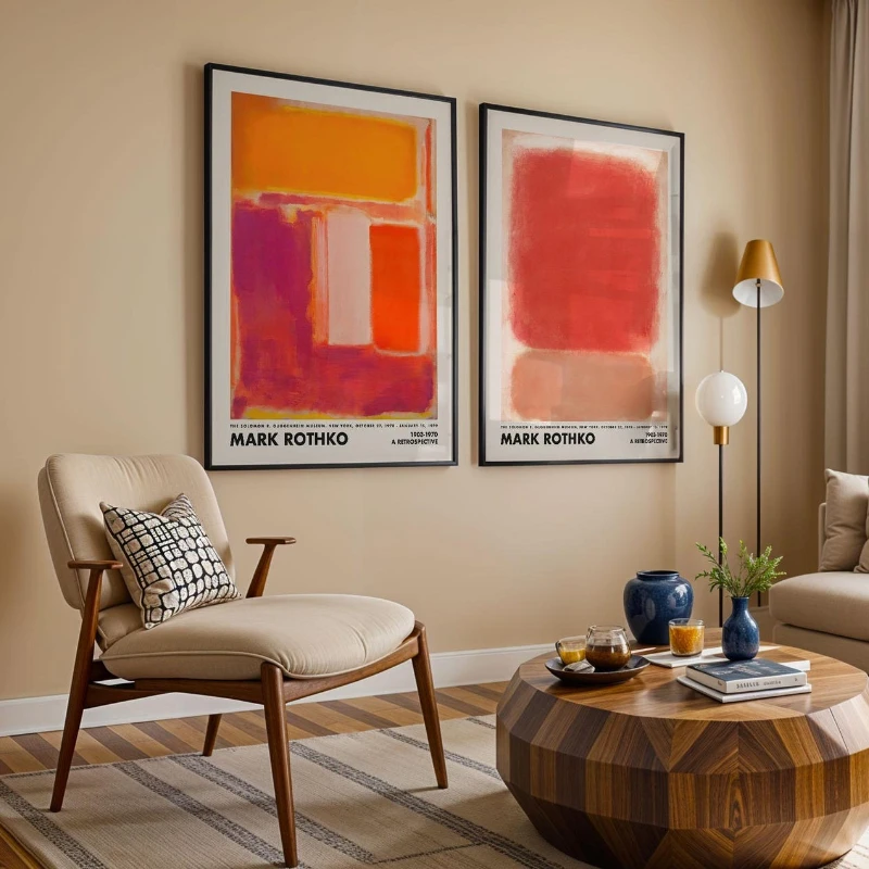 Mark Rothko Vintage Guggenheim Exhibition Poster Canvas Wall Art, Abstract Color Field Print, Mid Century Living Room Decor