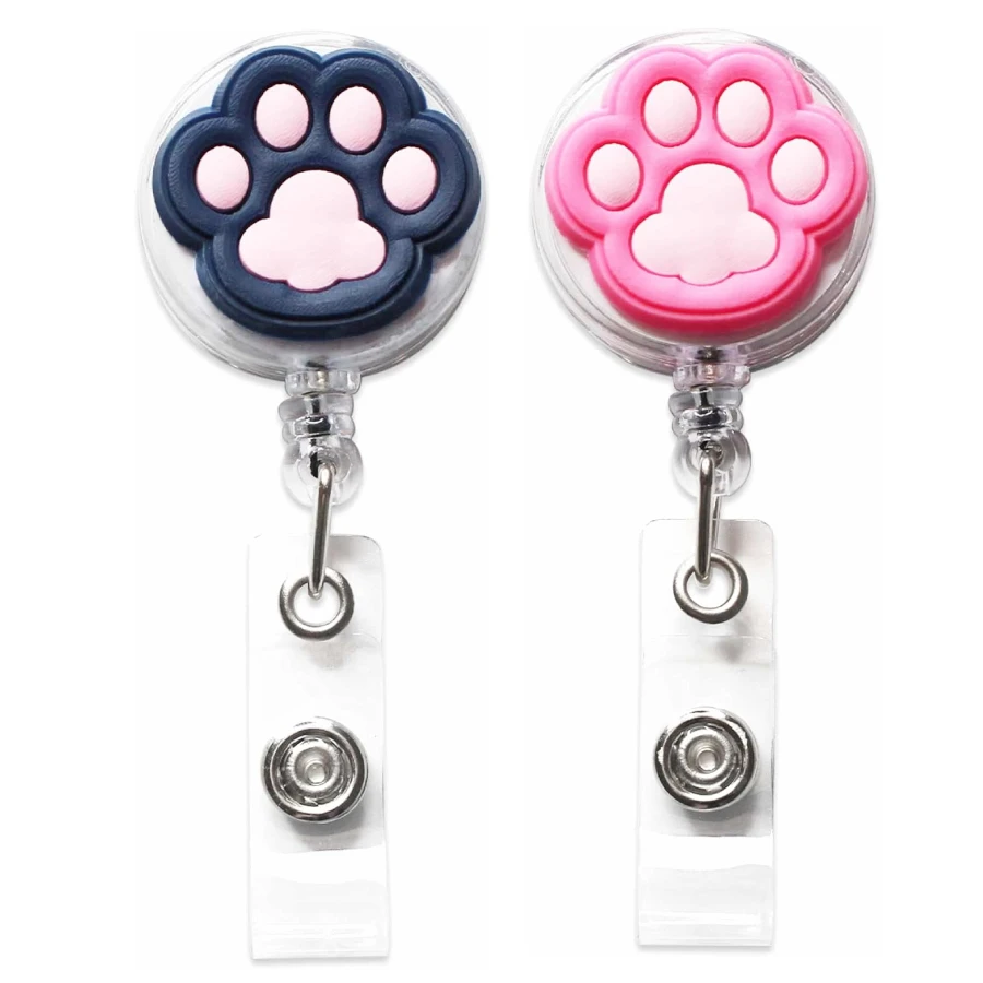 Cat Paw Design Badge Holder, Cute Portable Retractable Name Card Badge Holder With Clip