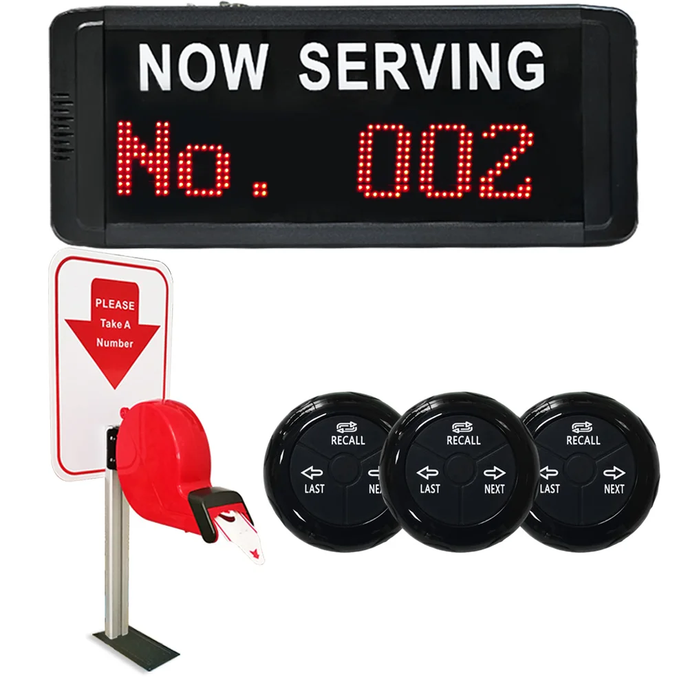 

English/Spanish Wireless Queue Management System Next Control Button with 3-Digit Number Display Ticket Dispenser