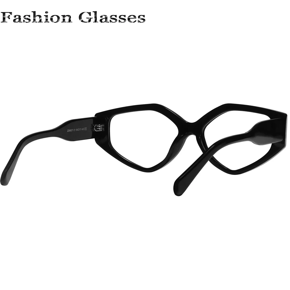 FYTOO Unisex Stylish Geometric Black Frames - Comfortable Acetate, Smooth Sleek Design, Great for Surprises, Removable Lenses.