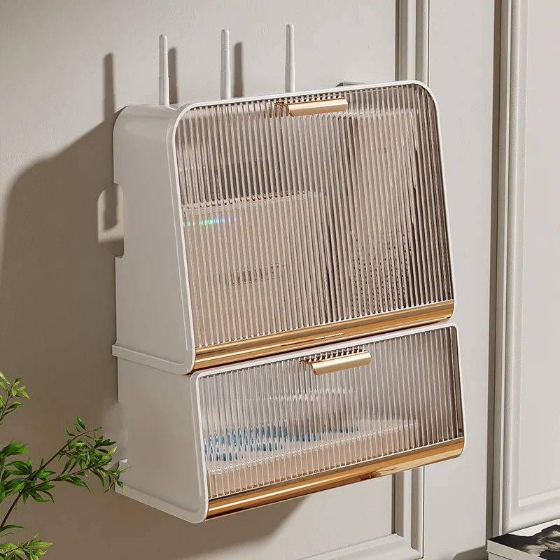

Wall Hanging Wireless Wifi Router Shelf Storage Box Wire Cable Storage Case Cable Power Bracket Organizer Plug Board Storage Box