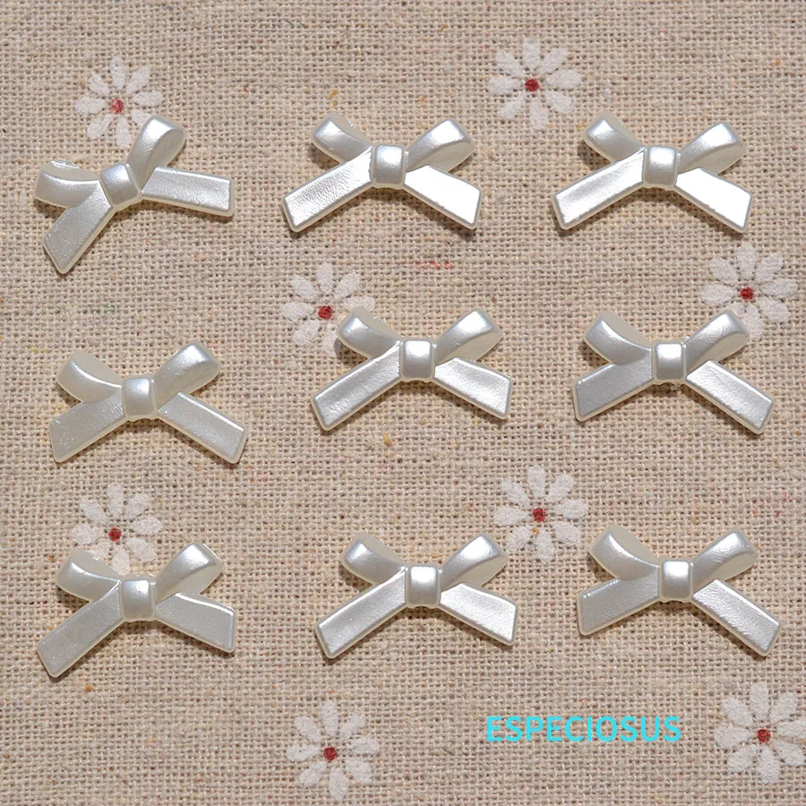 22MM Beige Color Imitation Pearl Bowknot Beads ABS Bow Spacer Bracelet Necklace Making Fittings DIY Jewelry Accessories 50pcs