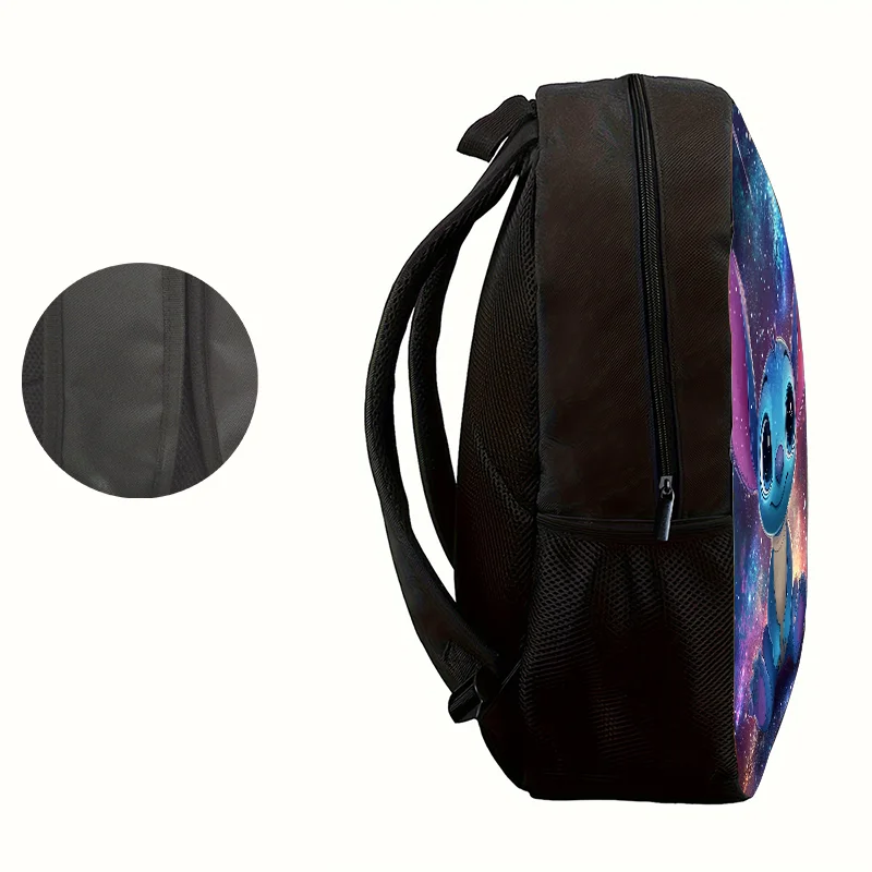 1pc seated Stitch starry sky background printed backpack, student backpack, suitable for travel, daily commuting