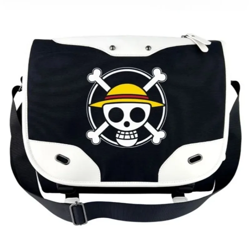 

Anime One Piece Luffy Messenger Bag Student Casual Fashion Black and white color matching high-capacity Canvas bag handbag gifts