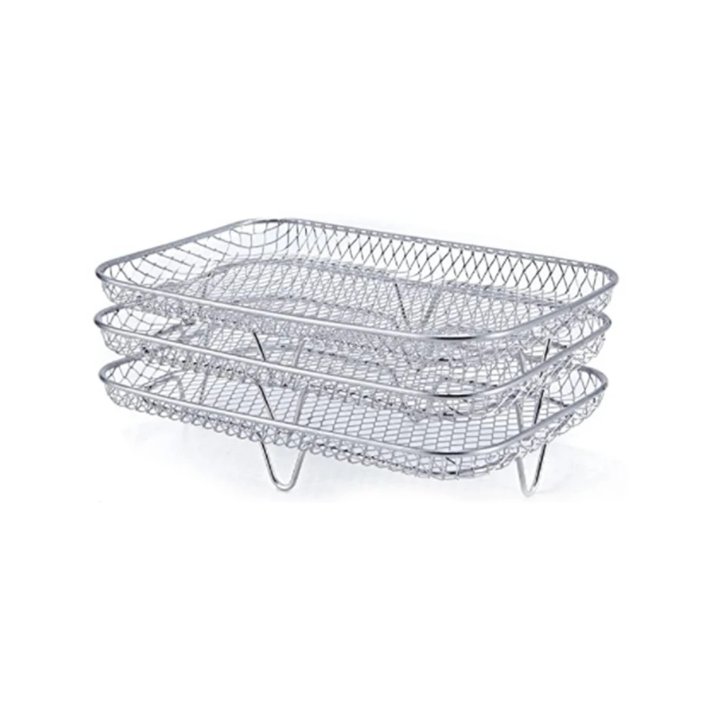 3-Layers Air Fryer Grilling Rack Stainless Steel Airfryer Tool Baking Tray Roasting Cooking Rack for Home Kitchen Oven