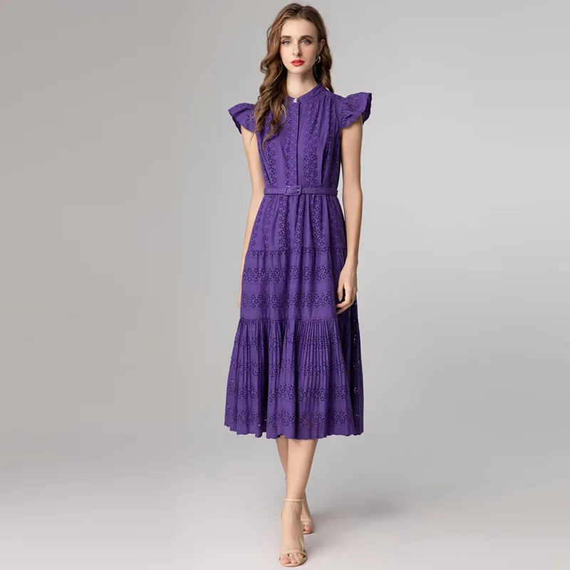 

Новое женское платье с круглым вырезом 2025, платье трапециевидной формы без рукавов с поясом