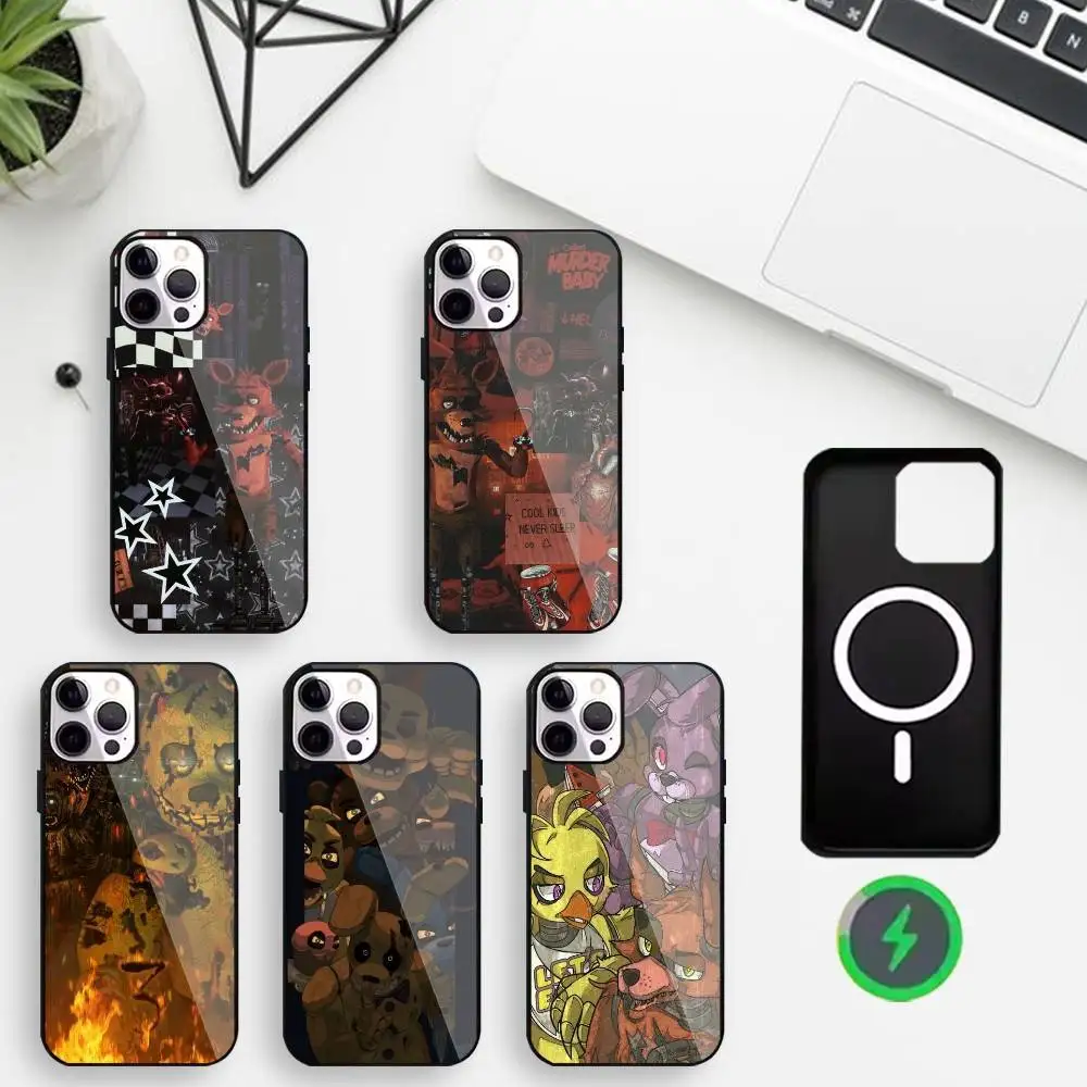 

F-Five N-NIGHTS at F-Freddy's Phone Case For iPhone17,16,15,14,13,12,11 Max Black Wireless Charging Protecitve Cover
