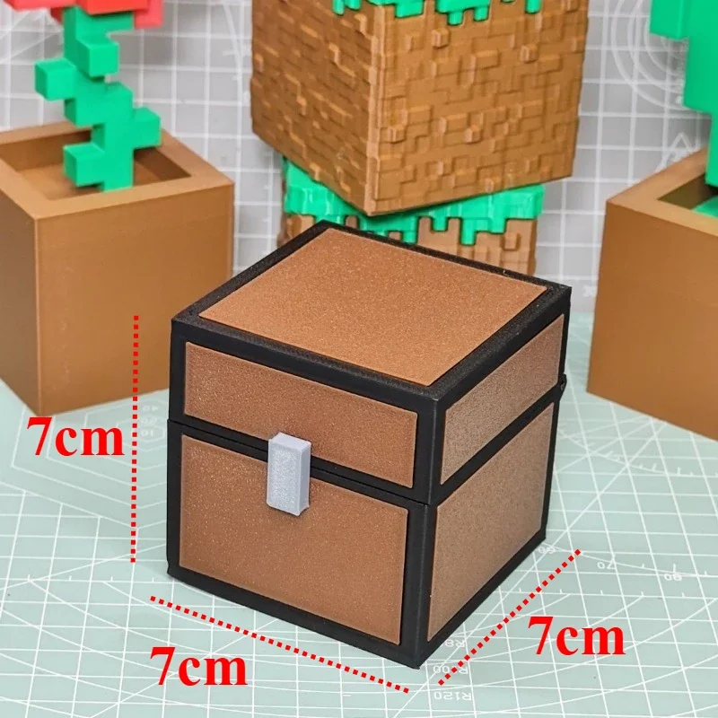 MineCraftion-caja de almacenamiento de escritorio para joyería, llaves, dulces, organizador de monedas, decoración divertida para el hogar, escritorio, adorno creativo, caja de juguetes
