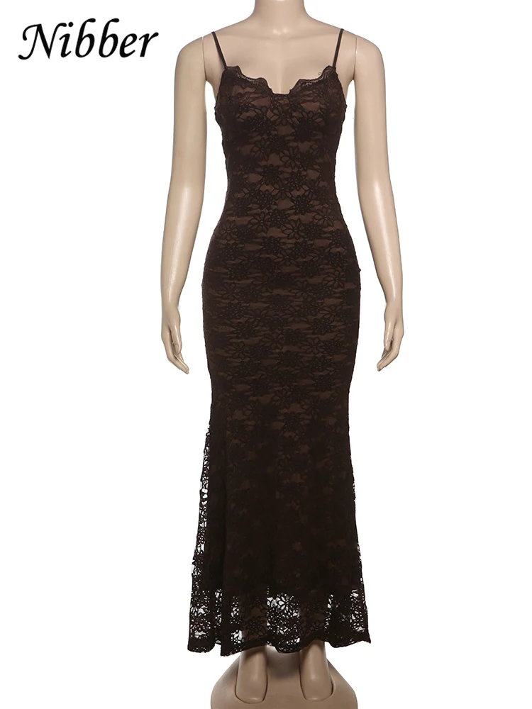 Nibber Jacquard 우아한 원피스 여성 낮은 목 섹시한 Cleavage 백리스 민소매 나이트 아웃 클럽 파티 클래식 Chic Long Bodycon