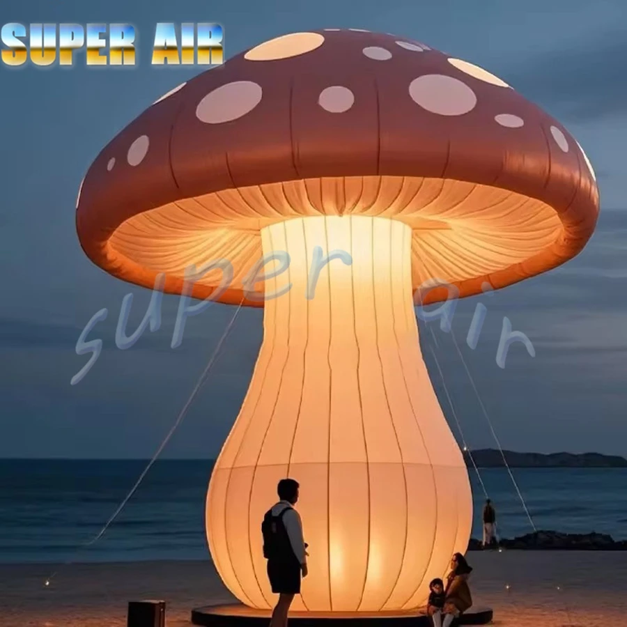 Kolorowe oświetlenie, balon w kształcie grzyba, ogromny dmuchany grzyb do dekoracji sceny i imprez.