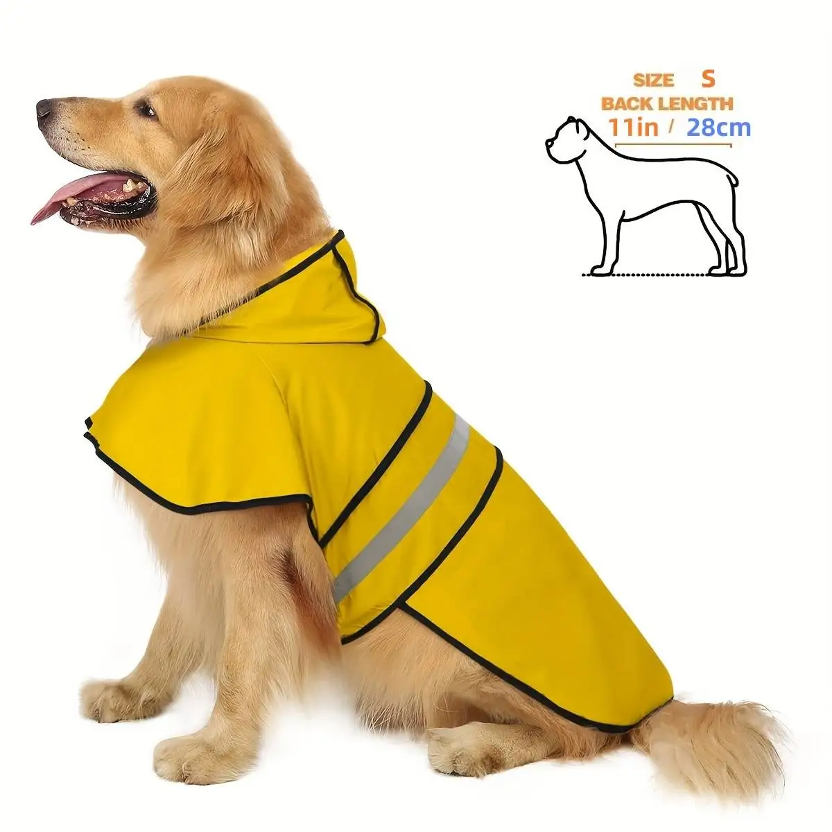 7-Size Dog Raincoat Hooded Cape - Adjustable Lightweight Reflective Pet Raincoat, Suitable for Small, Medium, and Large Dogs