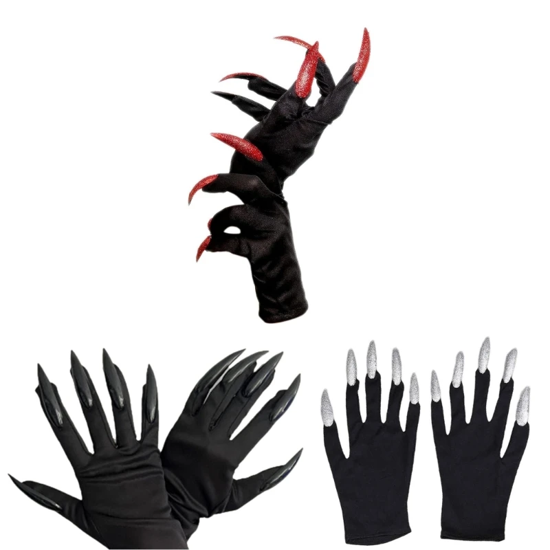 Naughty Animal Mittens Cats Claw Gloves Scary Vampires Witch Mittens Long Nails for Cosplay Enthusiasts