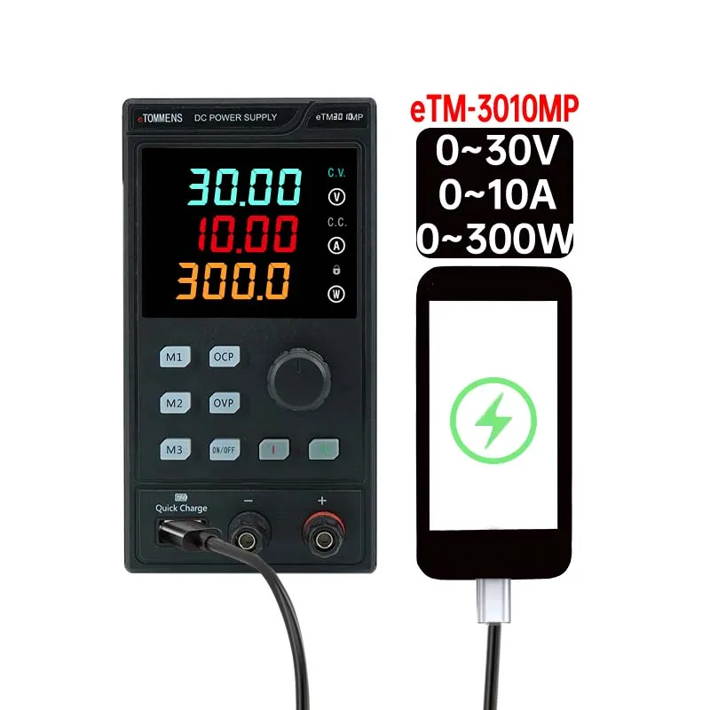 

ETOMMENS 30V 10A 300W ETM-3010MP Adjustable Programmable Industrial Mobile DC Power Supply for Laboratories for 220V 110V