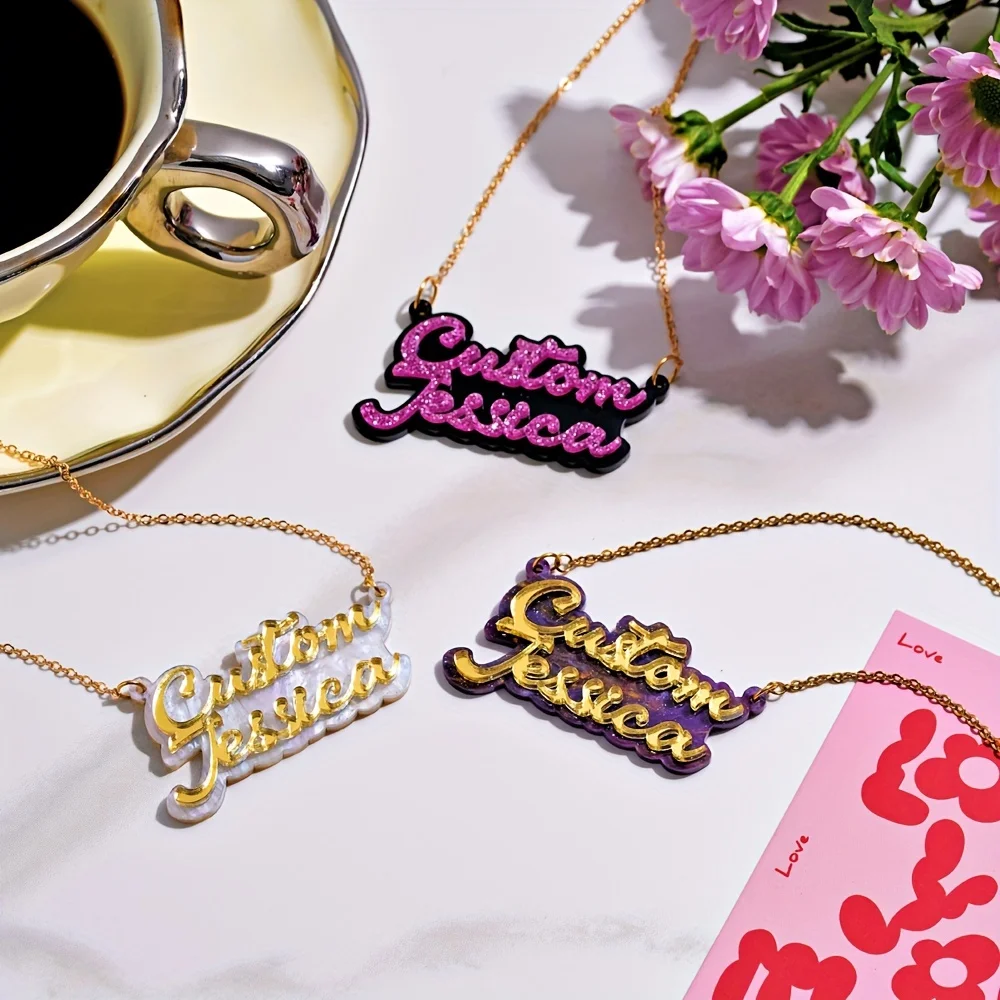 Kalung nama akrilik dua lapis - Name Necklace Custom ulasan dan harga