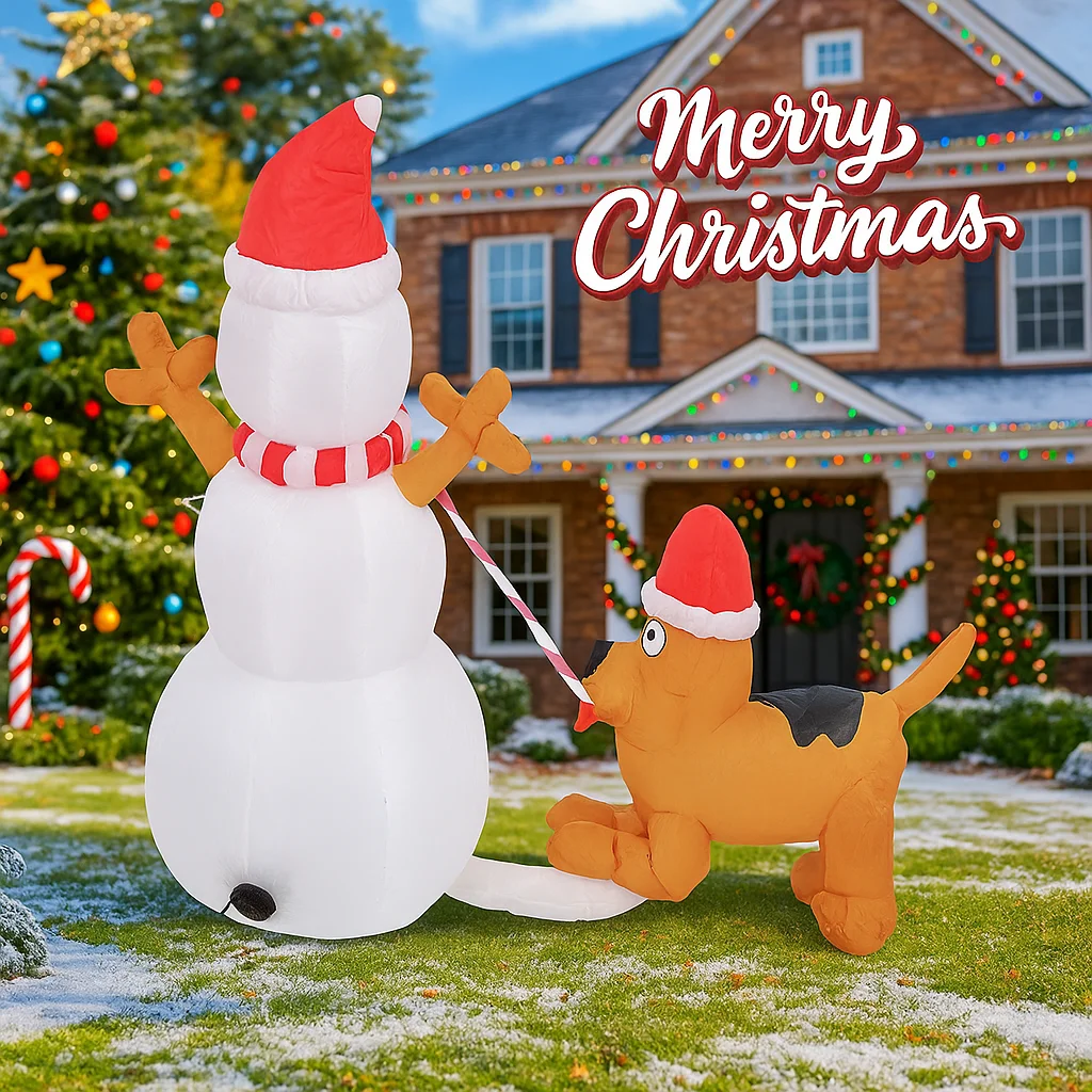 3.9FT عيد الميلاد نفخ ثلج الكلب نموذج عيد الميلاد ساحة الحديقة عطلة ديكور المنزل لوازم الحفلات حلية هدية احتفالية LED مضاءة