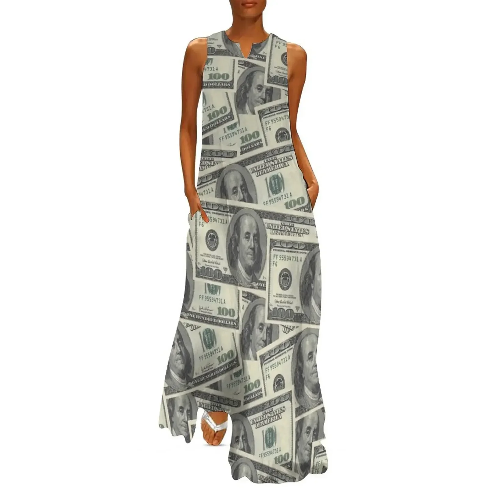 

$100 Dollar Bills Texture Long Dress dresses summer woman 2025 dress dresses dresses for women 2025 luxury designer party Dress