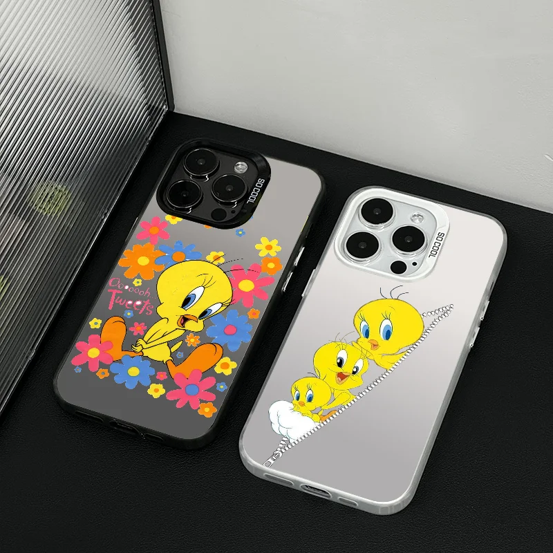 1 قطعة لطيف Tweetys الطيور الكرتون جراب هاتف جراب هاتف IMD اللون الفضة قذيفة آيفون 16 15 14 13 12 11 برو ماكس زائد #3