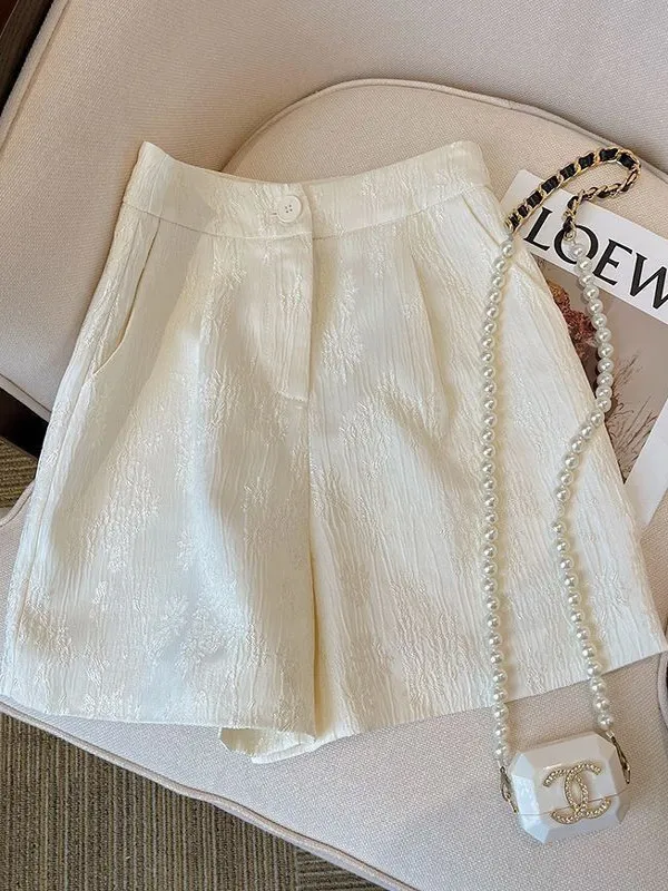 Casual Floral Embroidery Suit Wide Leg Short Pants Women's Summer Versatile Slimming Guangzhou Thirteenth Factory High Quality