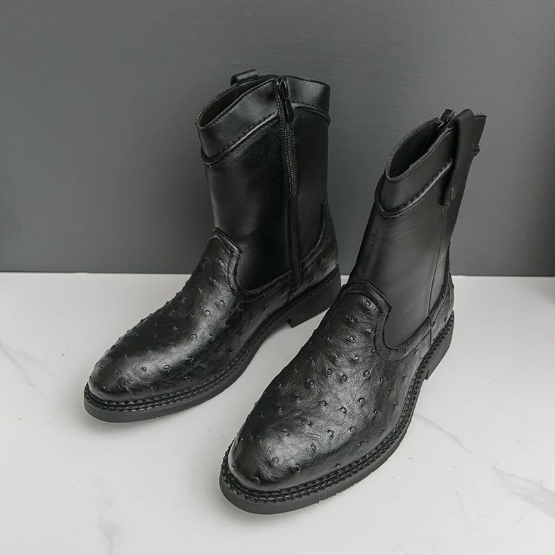 Four season single shoe pointed denim boots high top boots for men's riding boots