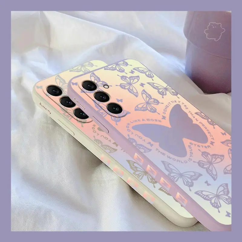 A55 Butterfly Dazzle Silicone Phone Case For Samsung A55 A53 A70 A54 A50 A22 A71 A23 A72 A91 A34 A32 A33 A31 A51 A54 A52S Cover