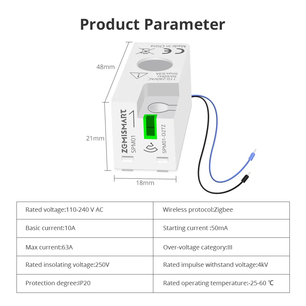 Tuya Smart Energy Meter 63A Zigbee WiFi Single Phase Power Consumption Monitor Real-time Measure Zigbee2MQTT Home Assistant