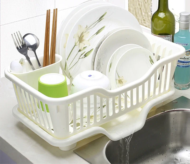 Thickened plastic kitchen household put dishes, plates, cutlery, drain storage basket