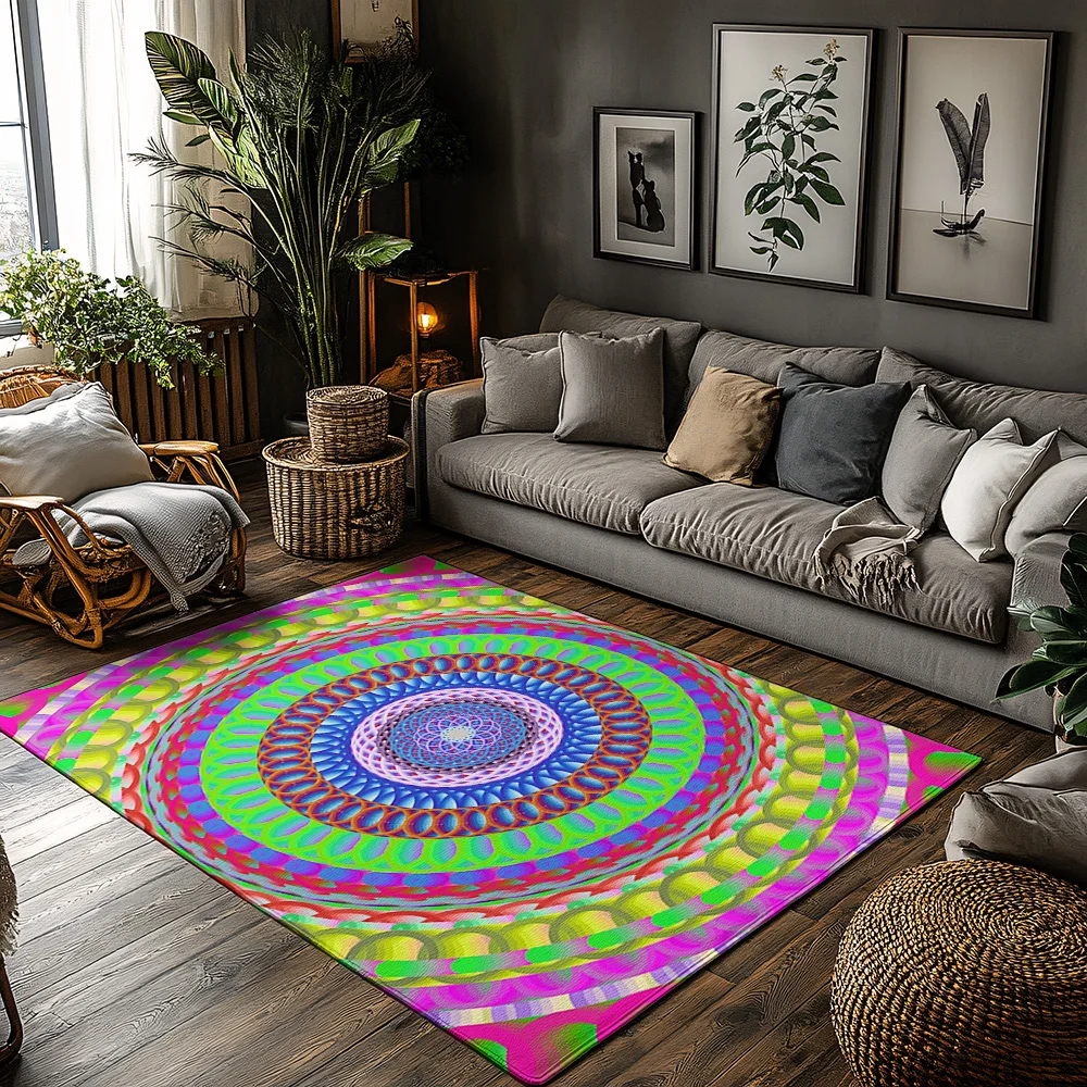 

Красочный психоделический ковер, моющийся коврик для дома и улицы, декор, современный напольный ковер с абстрактным рисунком, гостиная, спальня, вход