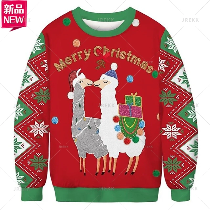 3D Print Merry Christmas Sweatshirts Funny Christmas Graphic Ugly Christmas Sweater Fashion Kids Round Neck Sweatshirts Clothing