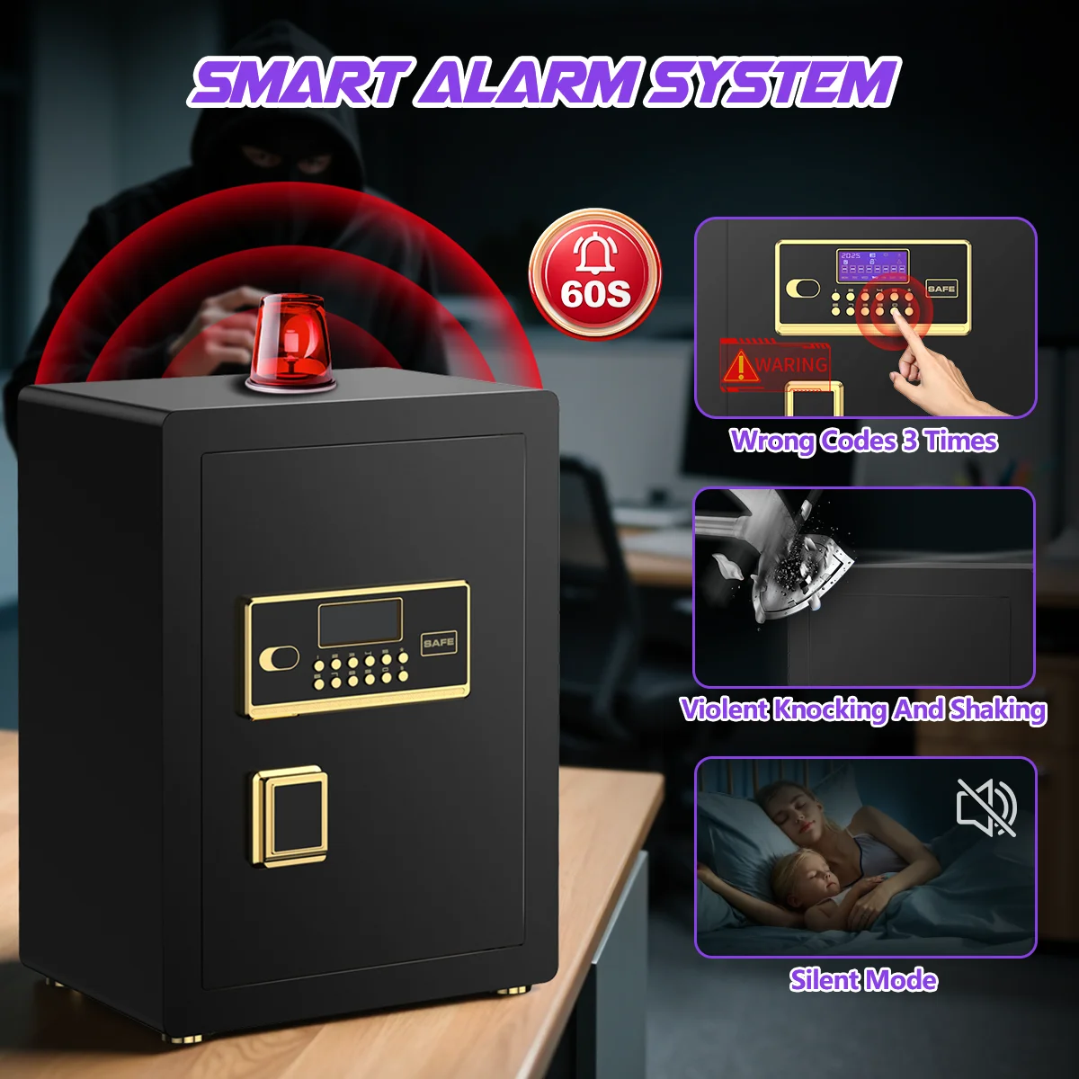 BESAFETY 5.3 Cuft Large Safe Box, Digital Keypad, LCD Screen, Security Home Safe with Interior Safe Lock Box, Removable Shelf