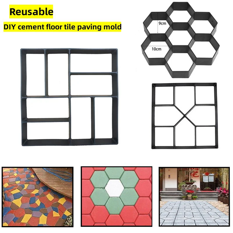 Пластиковая форма для дорожек «сделай сам», многоразовый бетон для домашнего сада, плитка из искусственного камня, форма для плитки Пластиковая форма для дорожек «сделай сам», многоразовый бетон для домашнего сада, плитка из искусственного камня, форма для плитки
