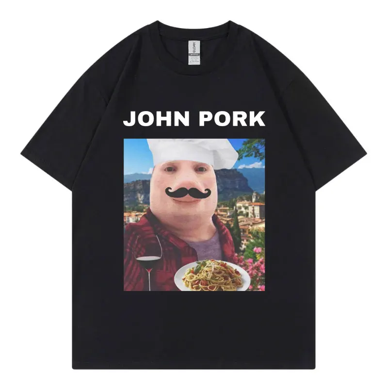 John Pork Funny Meme T-shirt Unisex 100% Cotton Casual Short Sleeve T Shirts High Quality Fashion Oversized T-shirts Streetwear