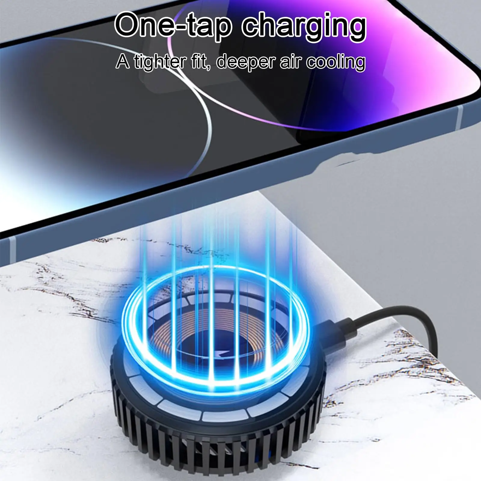 15W Wireless Charger with Auxiliary Cooling Fan 2-in-1 Magnetic Induction Charger Charging Station for iPhone12-17,Xiaomi Huawei view 2