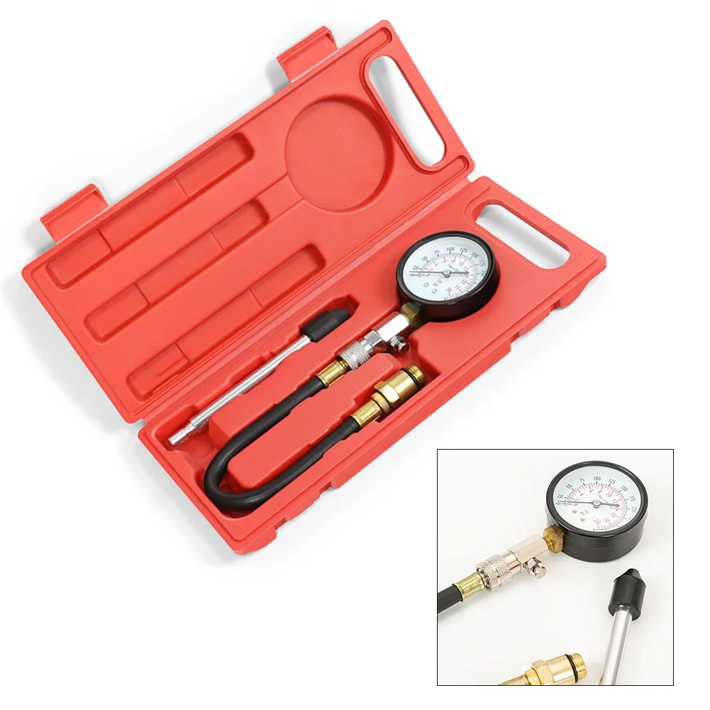 Cylinder Pressure Gauge with Gas Engine Compression Tester Kit for Automotive Engine Compression Measurement and Testing