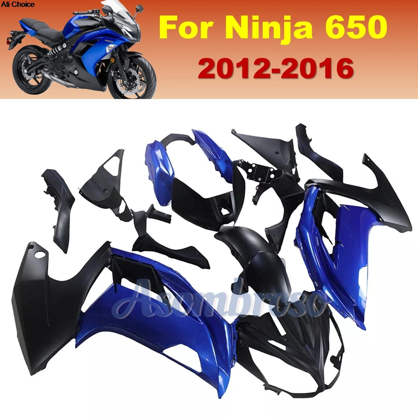 For Kawasaki ER 6F Ninja650 2012-2016 EX650 Full Protector Panel Fairing ABS Plastic set Ninja 650 2013 2014 2015 | Blue Black