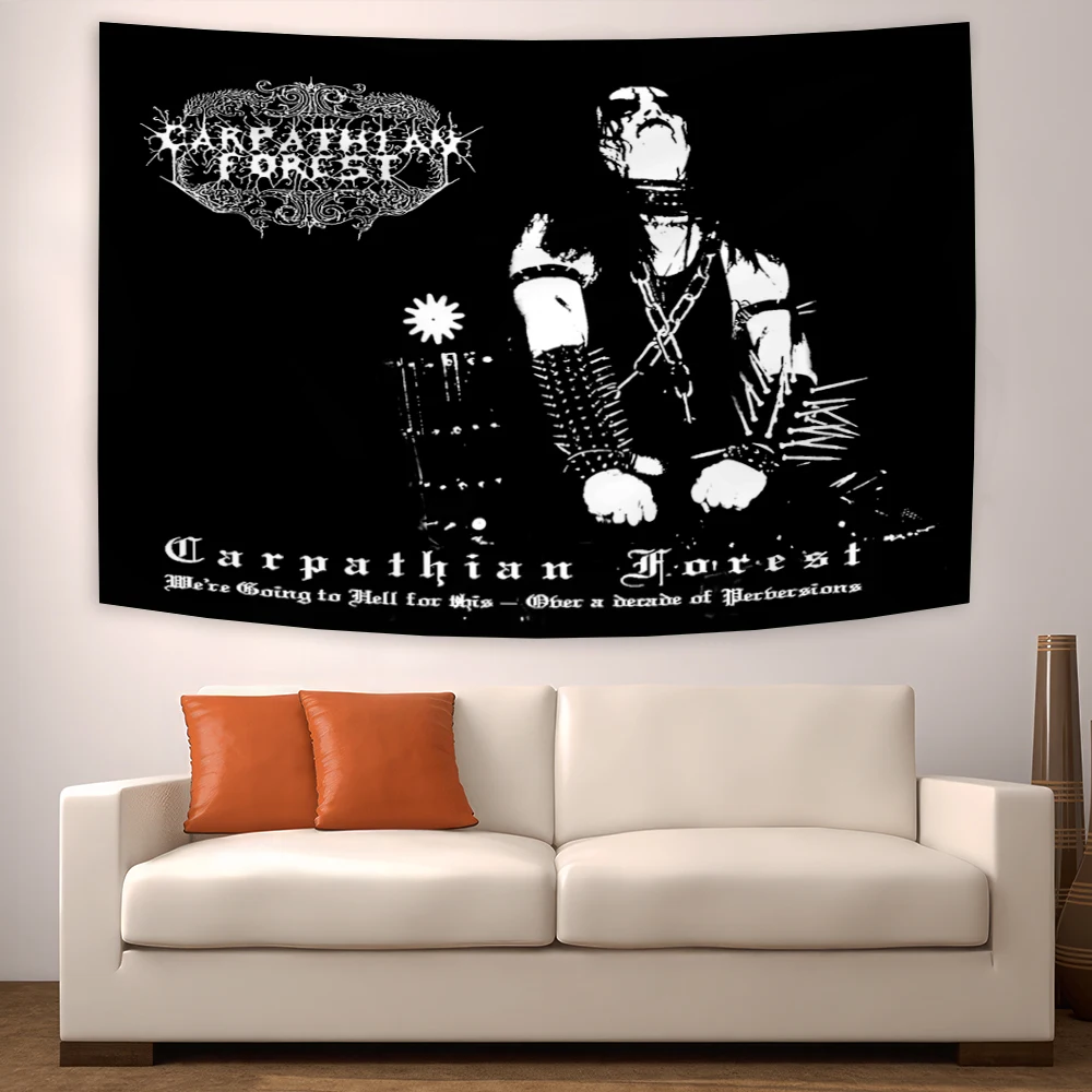 Carpathian Forest Black Metal Band Tapestry Bohemian Vintage polyester Wall Hanging Decor We're Going to Hell for flags
