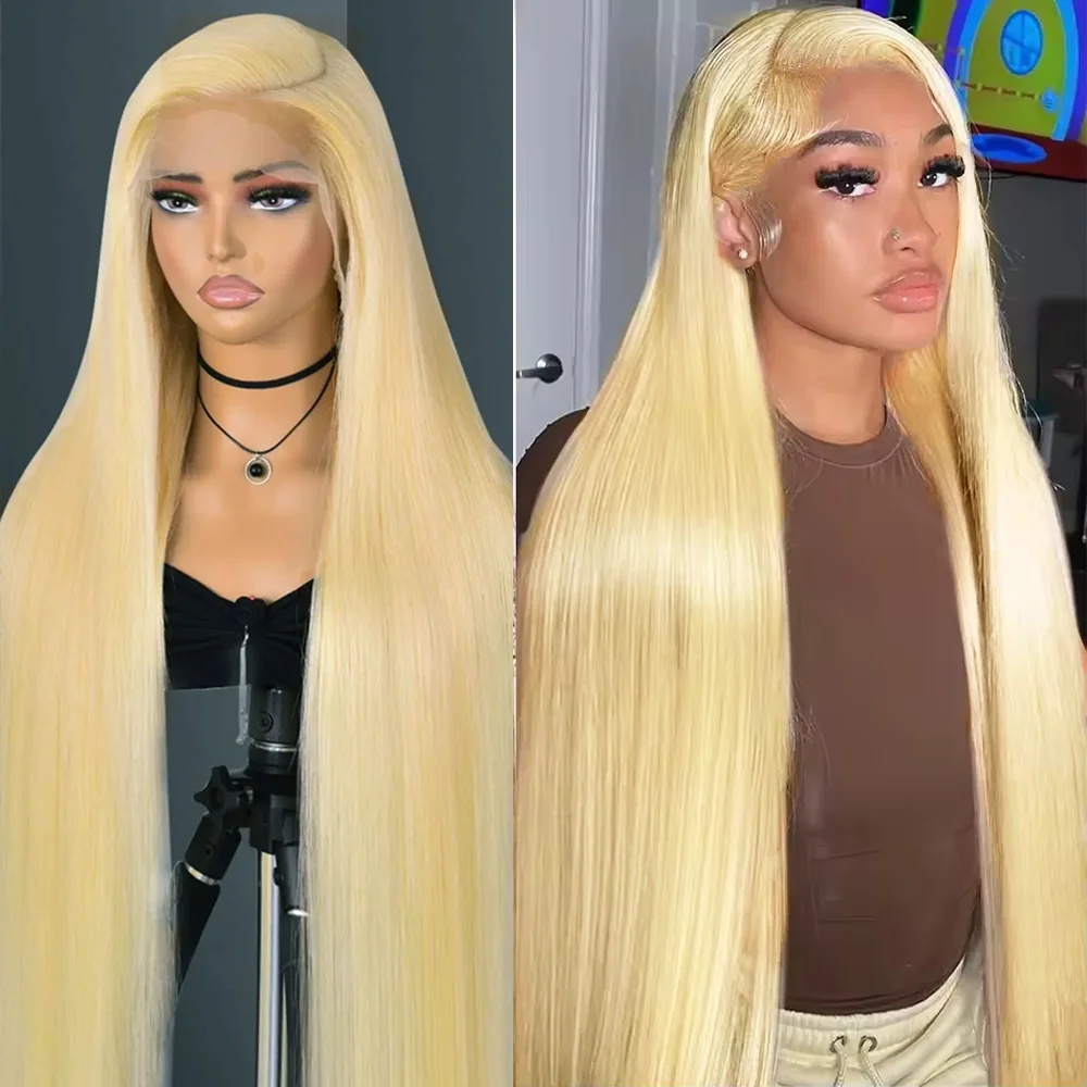 

Накладной парик из натуральных волос с кружевной основой 13x4/13x6, 40-46 дюймов, прямой, блонд 613, предварительно выщипанный, для женщин, плотность 200%