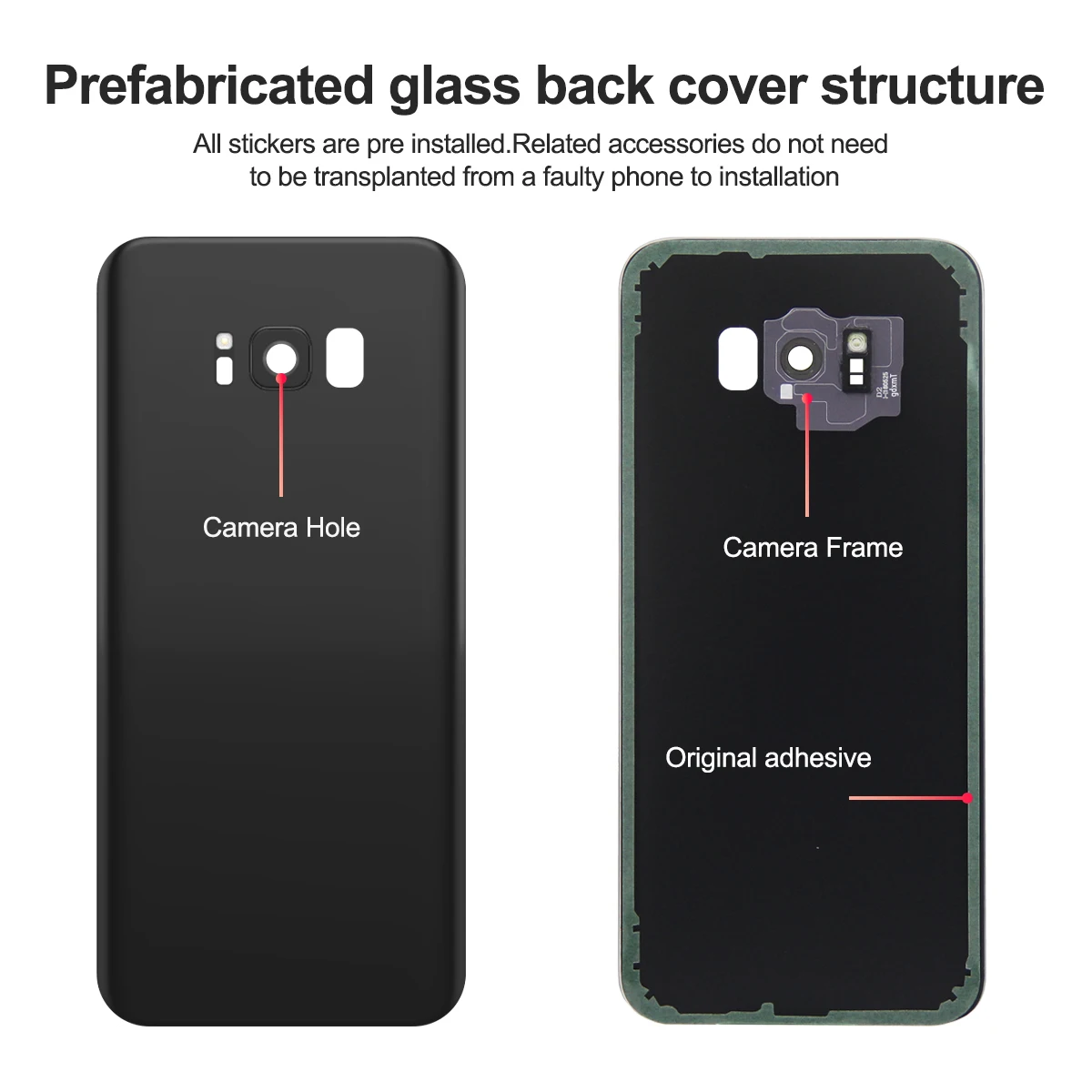 For Samsung S8 Plus G955 Battery Back Cover Glass Panel Rear Door Housing Case Camera Lens Replace