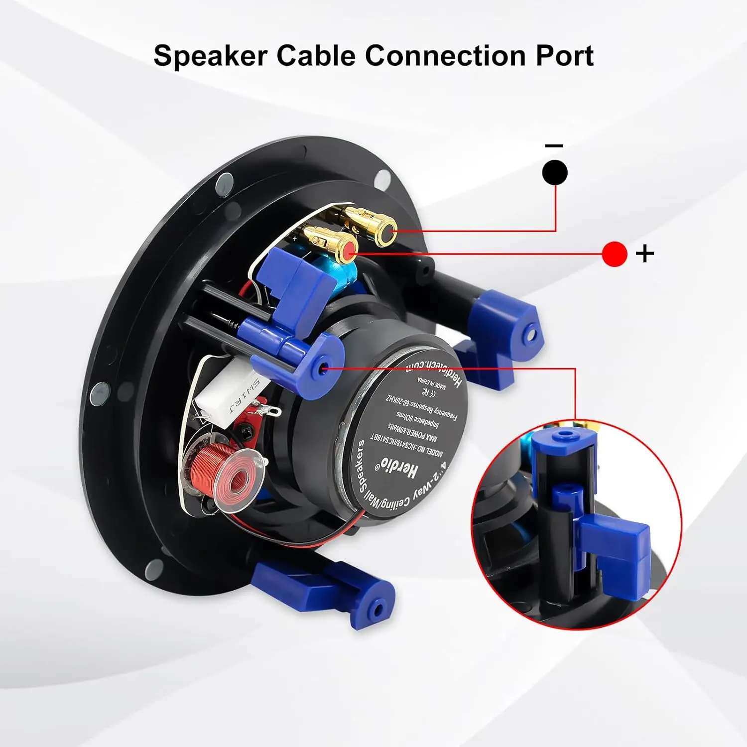 Alto-falantes de teto herdio-bluetooth, montagem nivelada, 2 way gama completa, na parede, perfeito para colocação úmida, interior e exterior, 4 pol