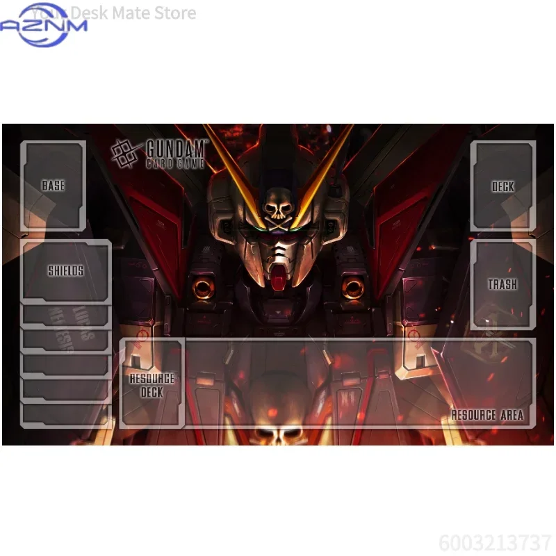 Anime Gundam Mecha TCG Playmat Mouse Pad, Rubber Anti-slip Gaming Mouse Pad, Space Robot Card Game Zone Print Desk Mat with Smoo