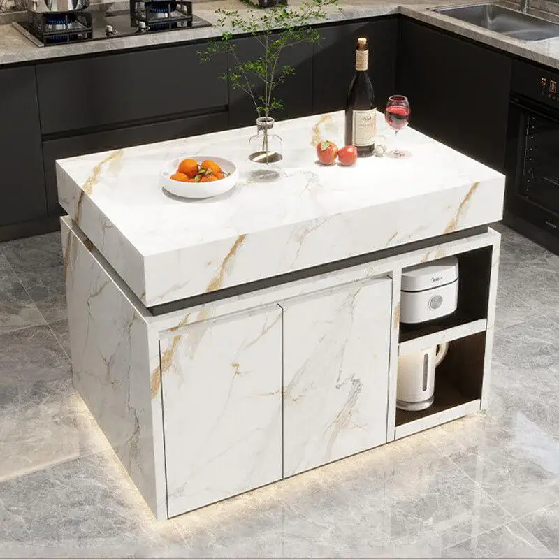 separate kitchen dining side island platform, rock slab, middle island platform, movable island table integrated