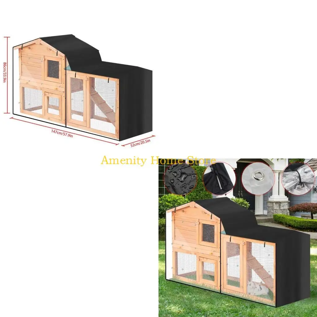 F26C Rabbit Hutch Cover Durable Cage Covering for Double Hutches with Pointed Window