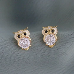 CAOSHI Sweet Lady Owl Earrings Female Delicate Gift Shiny Crystal Jewelry for Daily Life Exquisite Design Accessories for Women