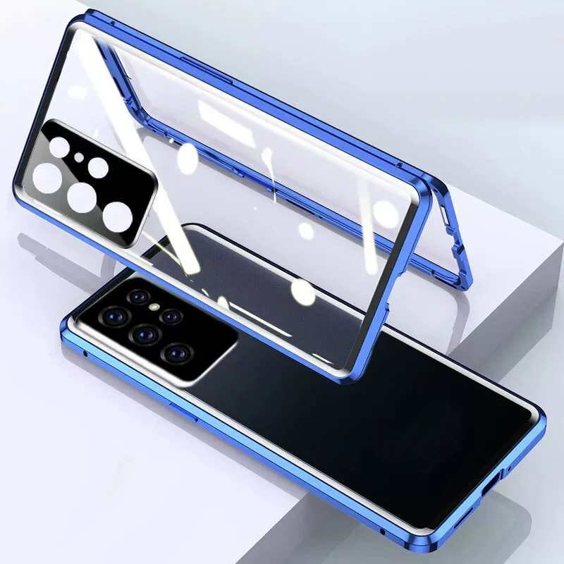 Metal Magnetic Phone Case Lens Protection For Samsung Galaxy S25 FE S22 S24 Plus S23 S26 Ultra Double Sided Glass Cover Cases