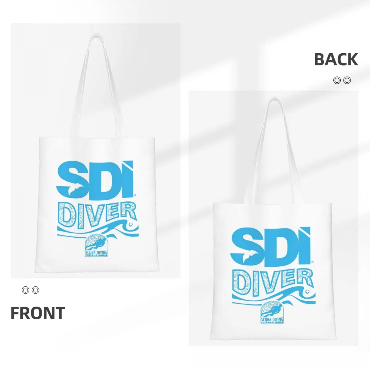 Scuba Diving International (SDI)- SDI Diver Wave Shopping Bags Ladies Canvas The Tote Bag Folding Shoulder Tote Travel Handbag