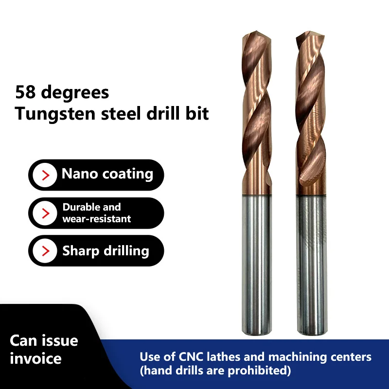 58 degree tungsten steel bit integral hard alloy steel parts stainless steel drilling straight shank bit machining center lathe