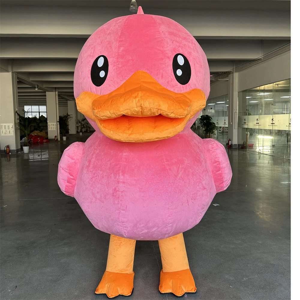 

Inflatable Pink Duck Mascot Costume Adult Fancy Dress Christmas Party Mascot Suit S Without Battery